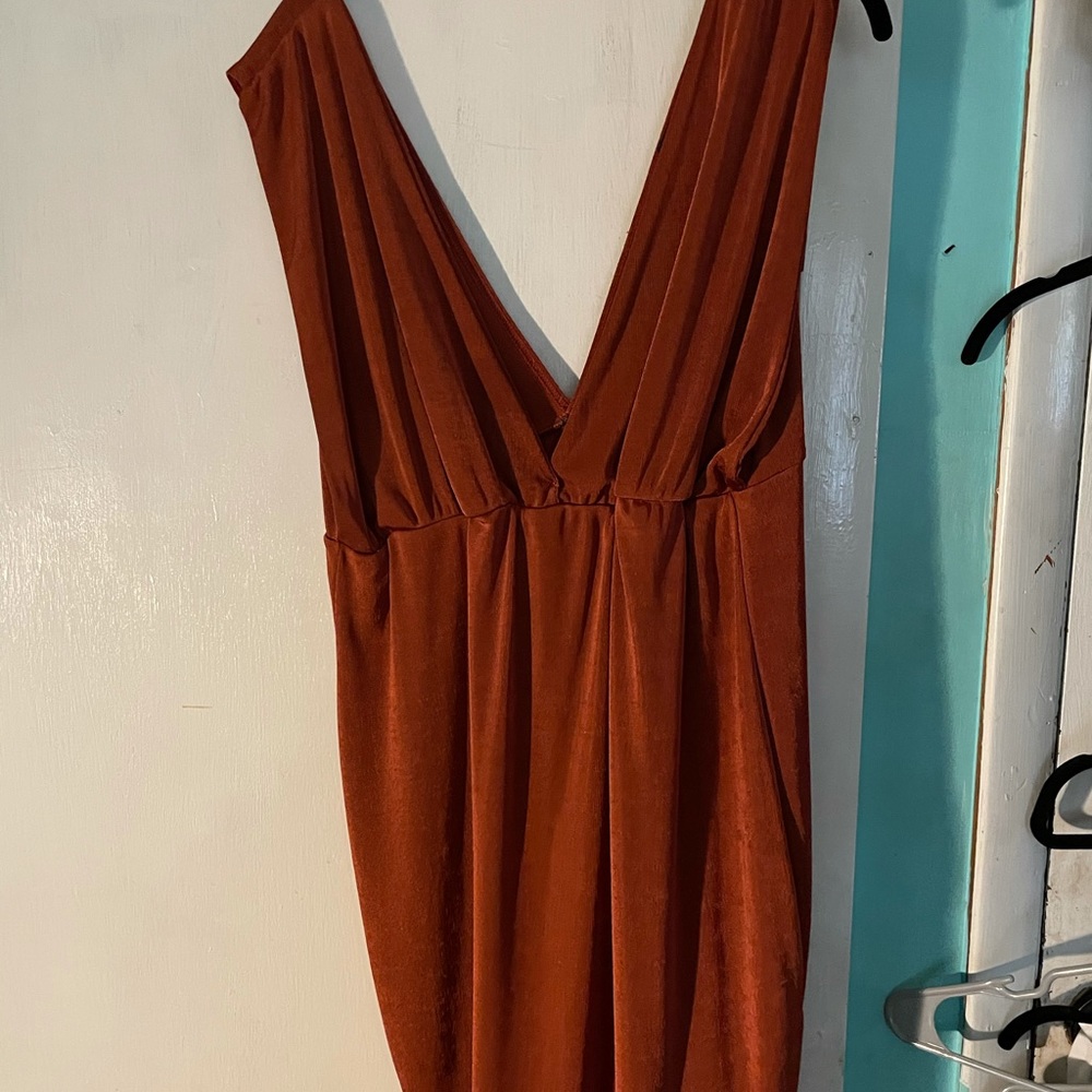 Deep plunge V neck dress, Orange FASHIONNOVA